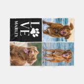 Cute Pet Dog Lover Paw Print 3 Photo Collage  フリースブランケット (正面(横))