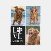 Cute Pet Dog Lover Paw Print 3 Photo Collage  フリースブランケット (正面)