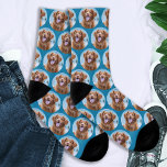 Cute Pet Dog Teal Blue Photo ソックス<br><div class="desc">Surprise the dog lover whether its a birthday,  Mothers day or Christmas with these super cute pet photo all over print socks. They'll be a favorite of all dog lovers.  COPYRIGHT © 2020 Judy Burrows,  Black Dog Art - All Rights Reserved</div>