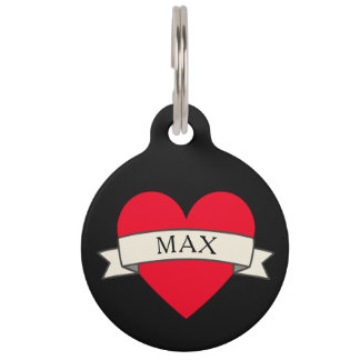 Cute Pet ID Tag - Custom Name with Funny Heart ペット　ネームタグ