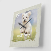 Cute Pet Keepsake Photo Playful Typography スクエア壁時計 (傾斜)