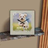 Cute Pet Keepsake Photo Playful Typography スクエア壁時計