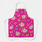 Cute Pet Lover Kitchen Apron | Roses & Butterflies エプロン (正面)