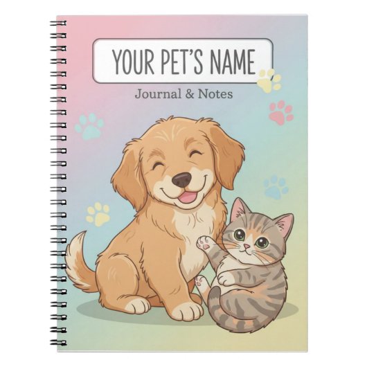 Cute Pet Notebook – Customizable Dog & Cat Journal ノートブック (正面)