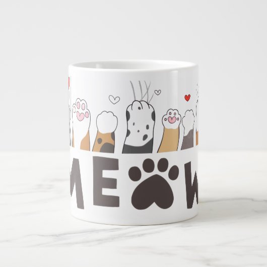 Cute Pet Paw Love Mug ジャンボコーヒーマグカップ (正面)