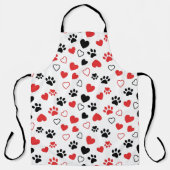 Cute Pet Paw Print and Heart Pattern Kitchen Apron エプロン (正面)