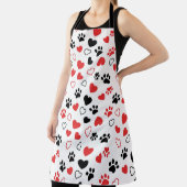 Cute Pet Paw Print and Heart Pattern Kitchen Apron エプロン (インサイチュ)