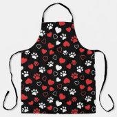 Cute Pet Paw Print and Heart Pattern Kitchen Apron エプロン (正面)