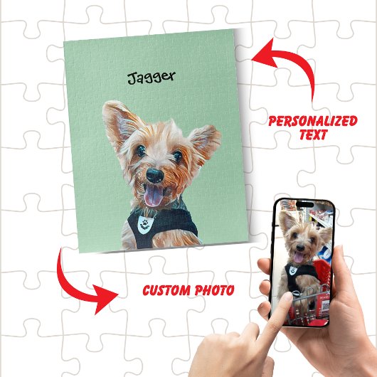 Cute Pet Photo with Pet Name Dog or Cat Portrait  ジグソーパズル