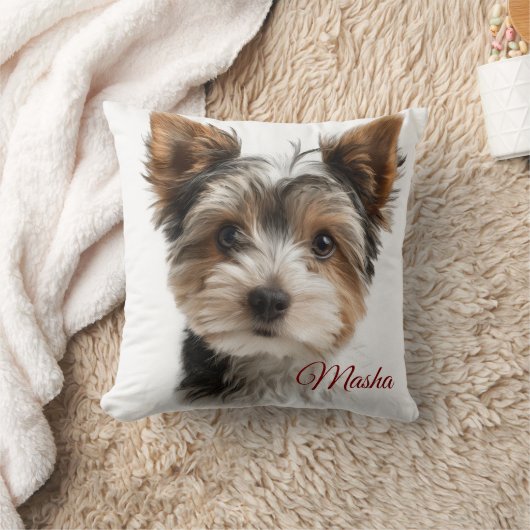 Cute Pet Pillow – Personalized Dog Name & Photo クッション (ブランケット)