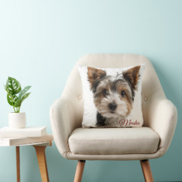 Cute Pet Pillow – Personalized Dog Name & Photo クッション