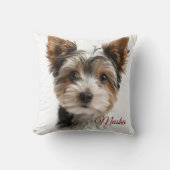 Cute Pet Pillow – Personalized Dog Name & Photo クッション (正面)
