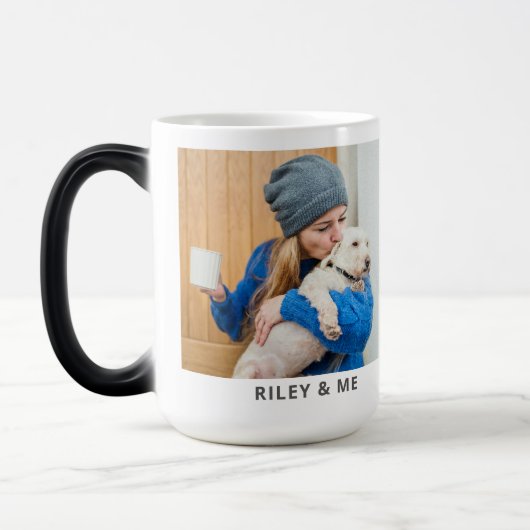 Cute Pet Simple Modern Photo And Name Mug モーフィングマグカップ (左)