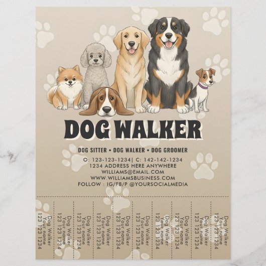 Cute Pet Sitting Dog Walker Custom Promotional チラシ (正面)