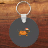 Cute Petite Christmas Funny Hot Dog Dachshund キーホルダー (正面)
