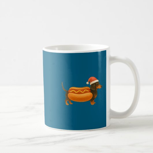 Cute Petite Christmas Funny Hot Dog Dachshund コーヒーマグカップ (右)
