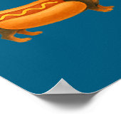 Cute Petite Christmas Funny Hot Dog Dachshund  ポスター (角)