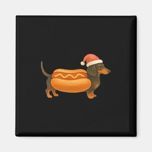 Cute Petite Christmas Funny Hot Dog Dachshund  マグネット (正面)