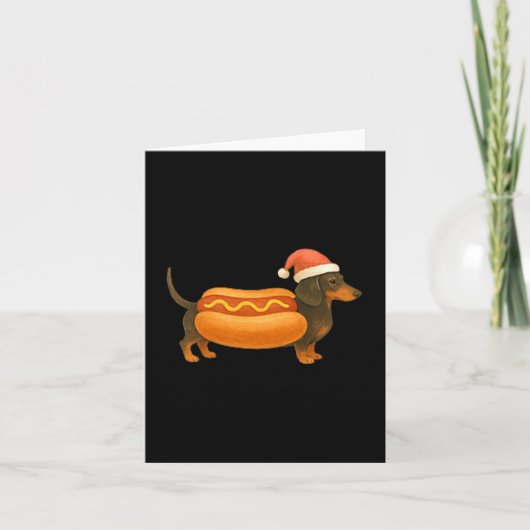 Cute Petite Christmas Funny Hot Dog Dachshund Prem カード (正面)