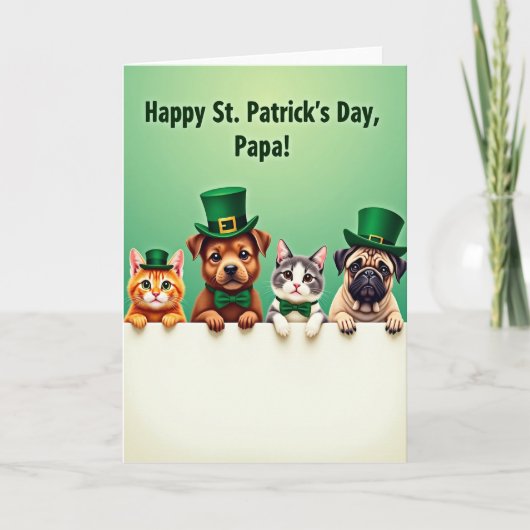 Cute Pets Patrick Day Papa Card カード (正面)