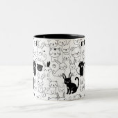 Cute Pets Pattern Mug ツートーンマグカップ (中央)