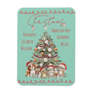 Cute Pets Watercolour Family Christmas Magnet マグネット