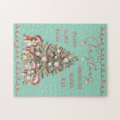 Cute Pets Watercolour Family Christmas Puzzle ジグソーパズル (横)