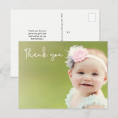 Cute Photo Baby Girl 1st Birthday Thank you  ポストカード (正面/裏面)