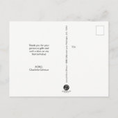 Cute Photo Baby Girl 1st Birthday Thank you  ポストカード (裏面)