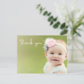 Cute Photo Baby Girl 1st Birthday Thank you  ポストカード (スタンド正面)