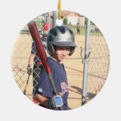 Cute Photo Keepsake Baseball Personalized  セラミックオーナメント (裏面)