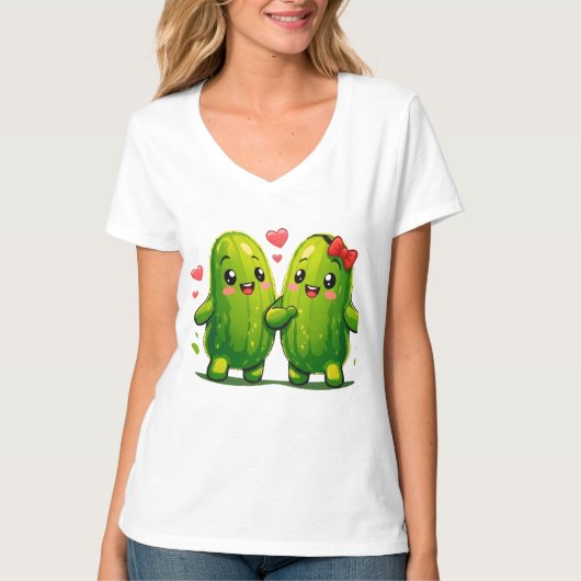 Cute Pickle Couple Funny Kawaii Pickles T-Shirt fo Tシャツ (正面)