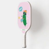 Cute Pickles playing Pickleball Pink ピックルボールラケット (左)
