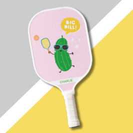 Cute Pickles playing Pickleball Pink ピックルボールラケット