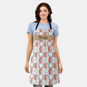 Cute Pig Apron –Farm Animal Kitchen & Baking Apron エプロン (着用した状態)
