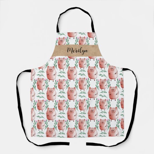 Cute Pig Apron –Farm Animal Kitchen & Baking Apron エプロン (正面)