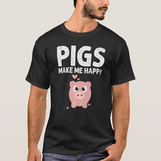 Cute Pig Designs For Men Women  Farming Animal Pig Tシャツ (正面)