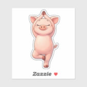 Cute Pig Doing Tree Pose Custom-Cut Vinyl Sticker シール (シート)