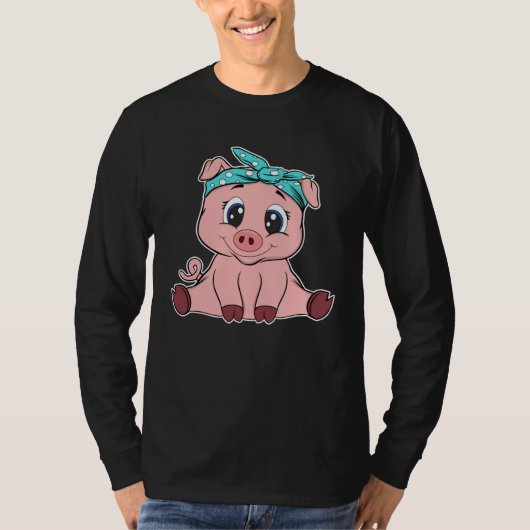 Cute pig headscarf little pig tシャツ (正面)