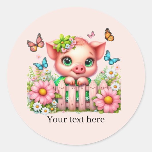 Cute pig lovers customizable  ラウンドシール (正面)
