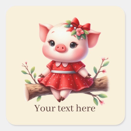 Cute pig lovers customizable Square Sticker スクエアシール (正面)