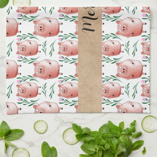 Cute Pig Pattern Tea Towel – Farm Animal Kitchen  キッチンタオル (折り畳み)