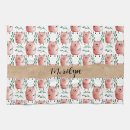Cute Pig Pattern Tea Towel – Farm Animal Kitchen  キッチンタオル