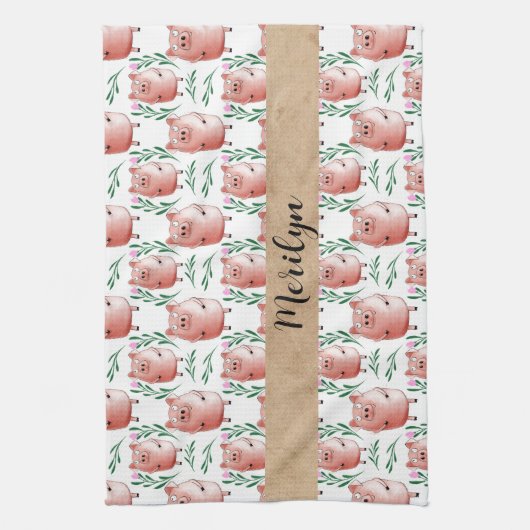 Cute Pig Pattern Tea Towel – Farm Animal Kitchen  キッチンタオル (縦)