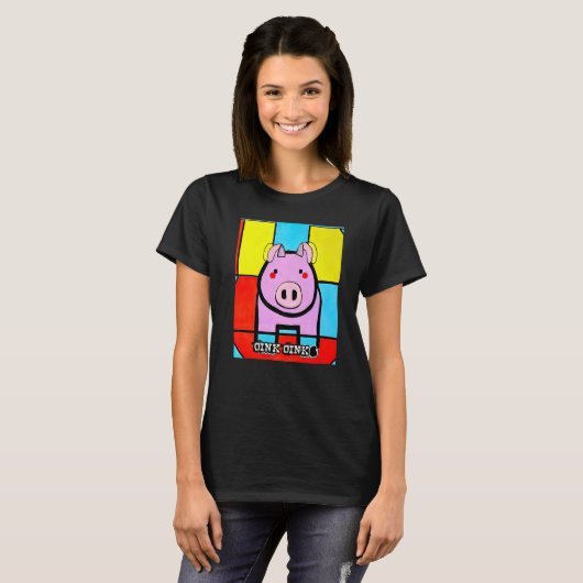 Cute Pig Piggie Oink Oink Premium_3 Tシャツ (正面フル)
