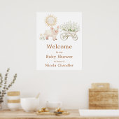 Cute Pig Wheelbarrow Baby Show Baby Shower Welcome ポスター (キッチン)