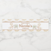 Cute Pig Wheelbarrow Baby Shower Birthday ペットボトルラベル (シングルラベル)