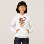 Cute Pig with Candy Cane Kids Hoodie (正面フル)