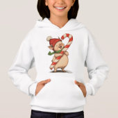 Cute Pig with Candy Cane Kids Hoodie (正面)