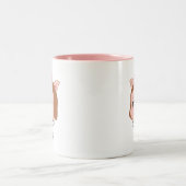 Cute Piglet Cartoon & Calligraphy ツートーンマグカップ (中央)
